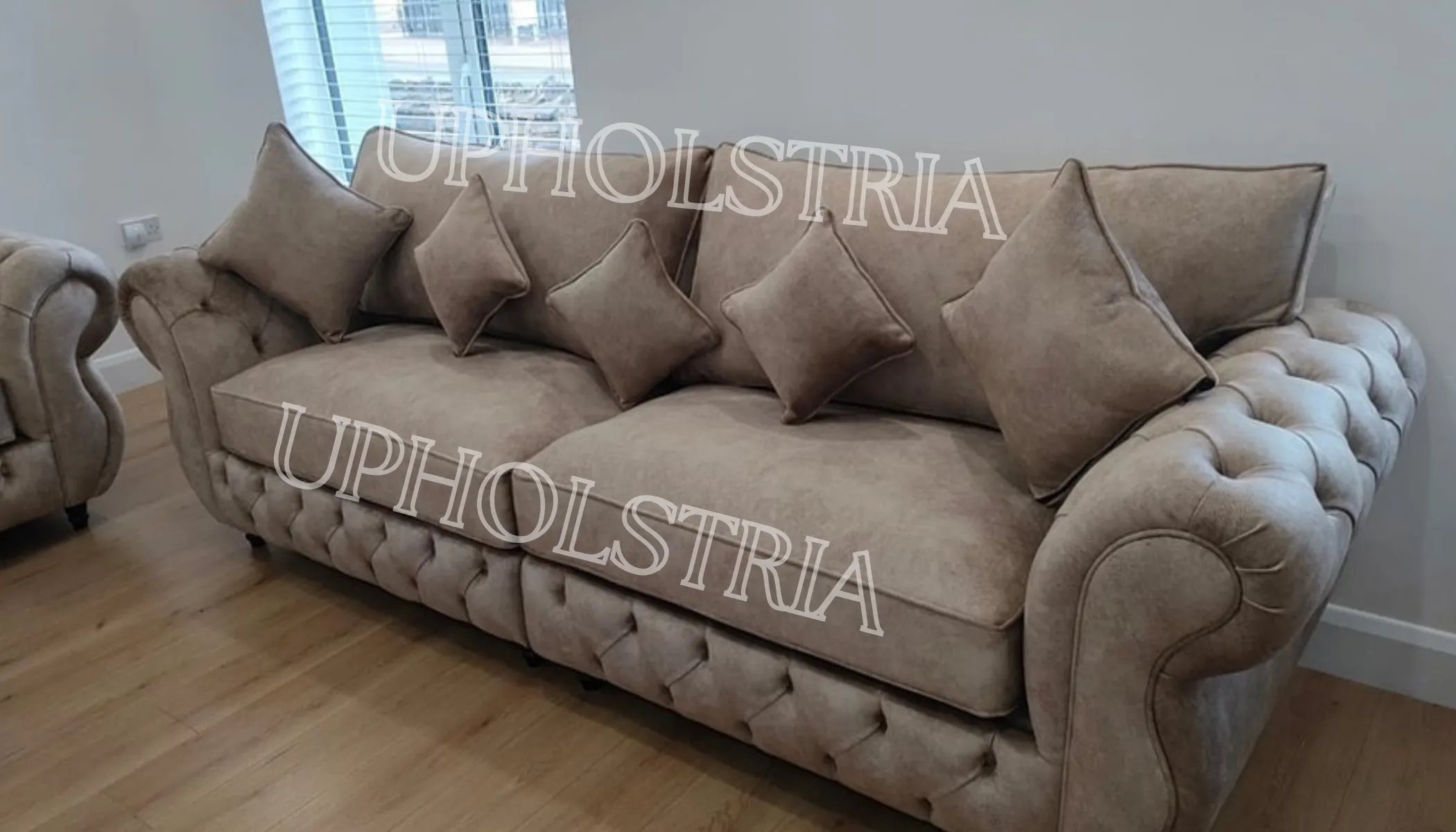 Beige Tufted Chesterfield Sofa