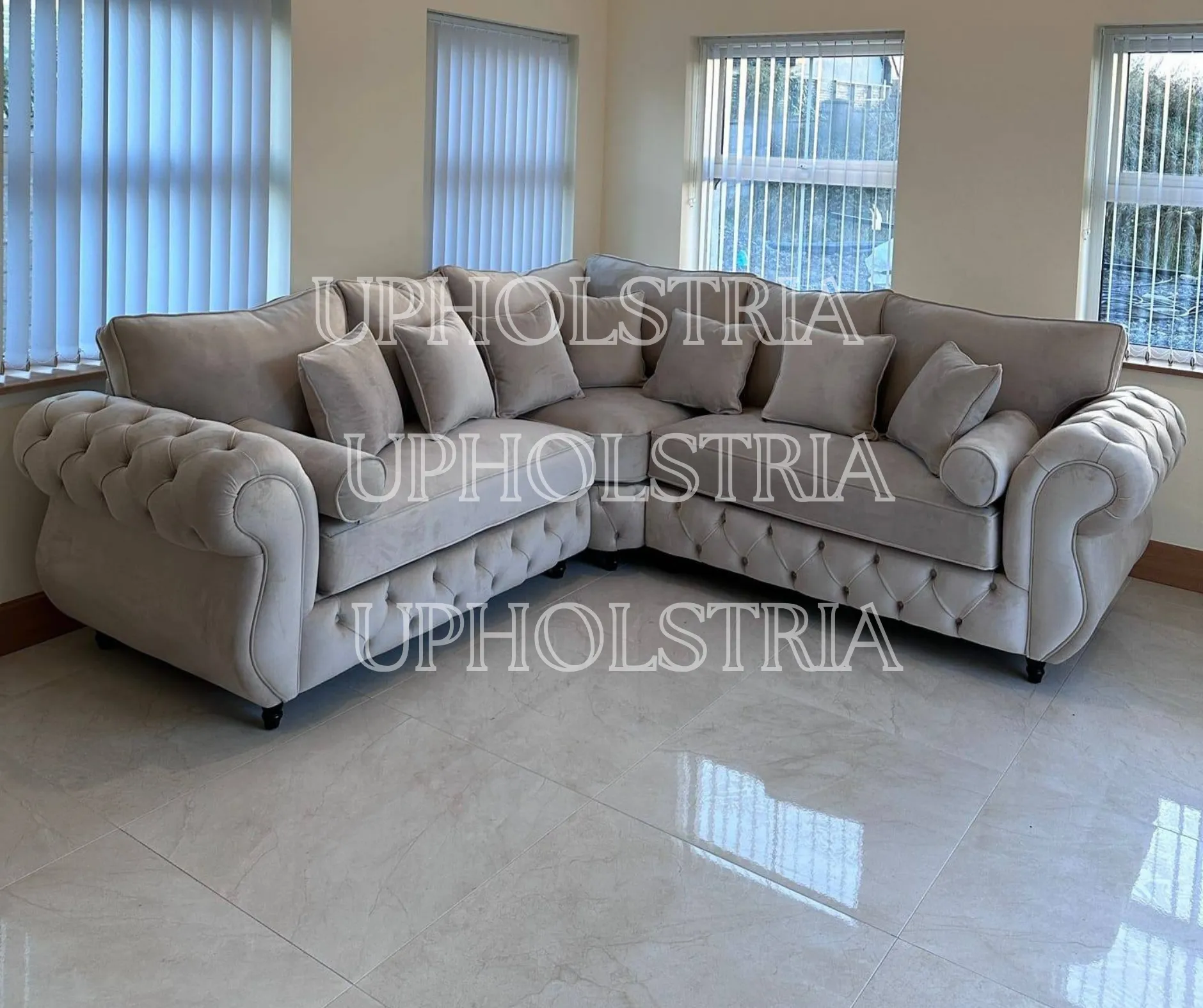 Beige Tufted Chesterfield Sofa - Image 4